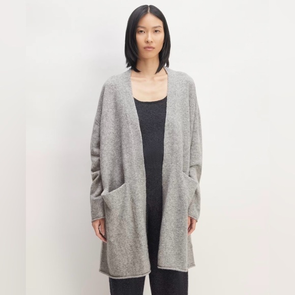 Everlane The Cozy Stretch Long Cardigan Sweater Heather Gray Wool Blend NWT - Picture 1 of 12